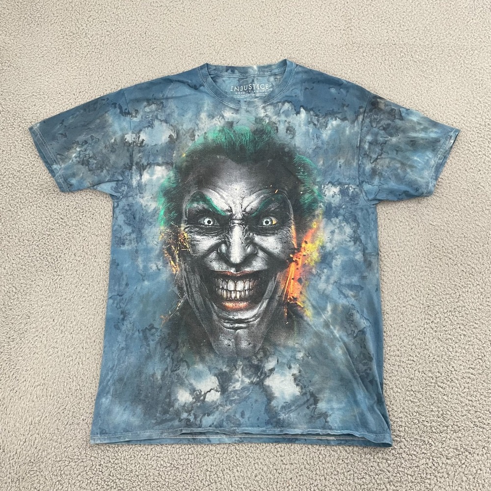 Injustice Gods Among Us The Joker Shirt Men M Blue Tie Dye DC Comics Tee